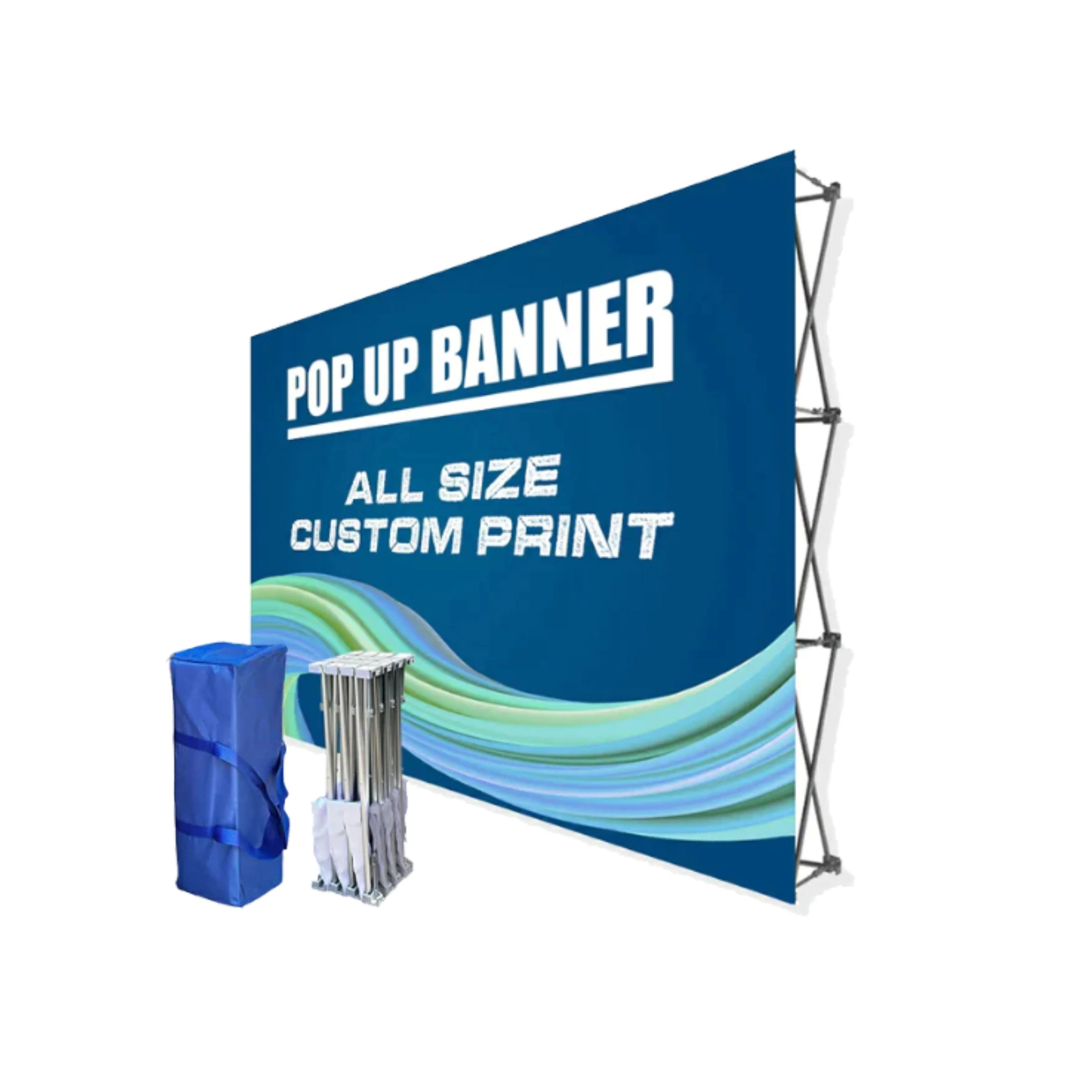 10Ft Quick Fabric Pop Up Straight Backwall Display with Custom Printed Graphics