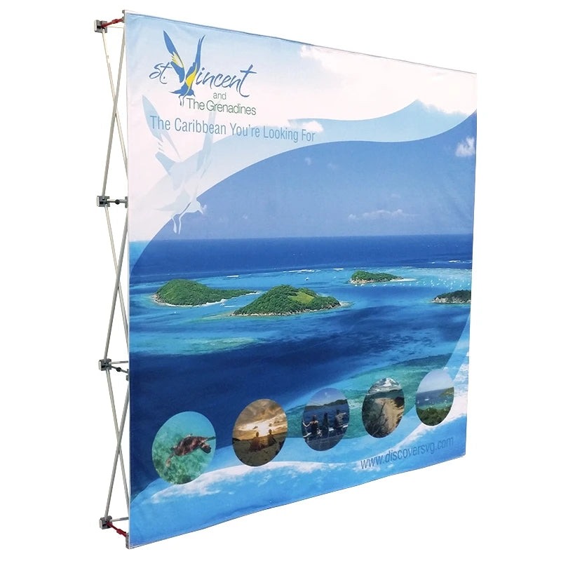 10Ft Quick Fabric Pop Up Straight Backwall Display with Custom Printed Graphics