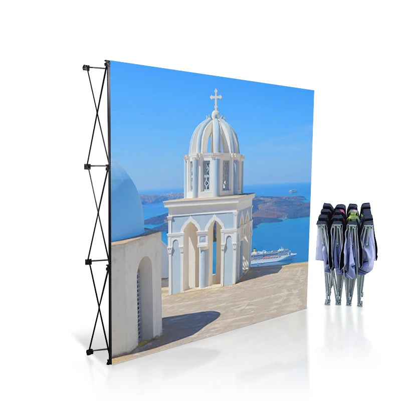 10Ft Quick Fabric Pop Up Straight Backwall Display with Custom Printed Graphics