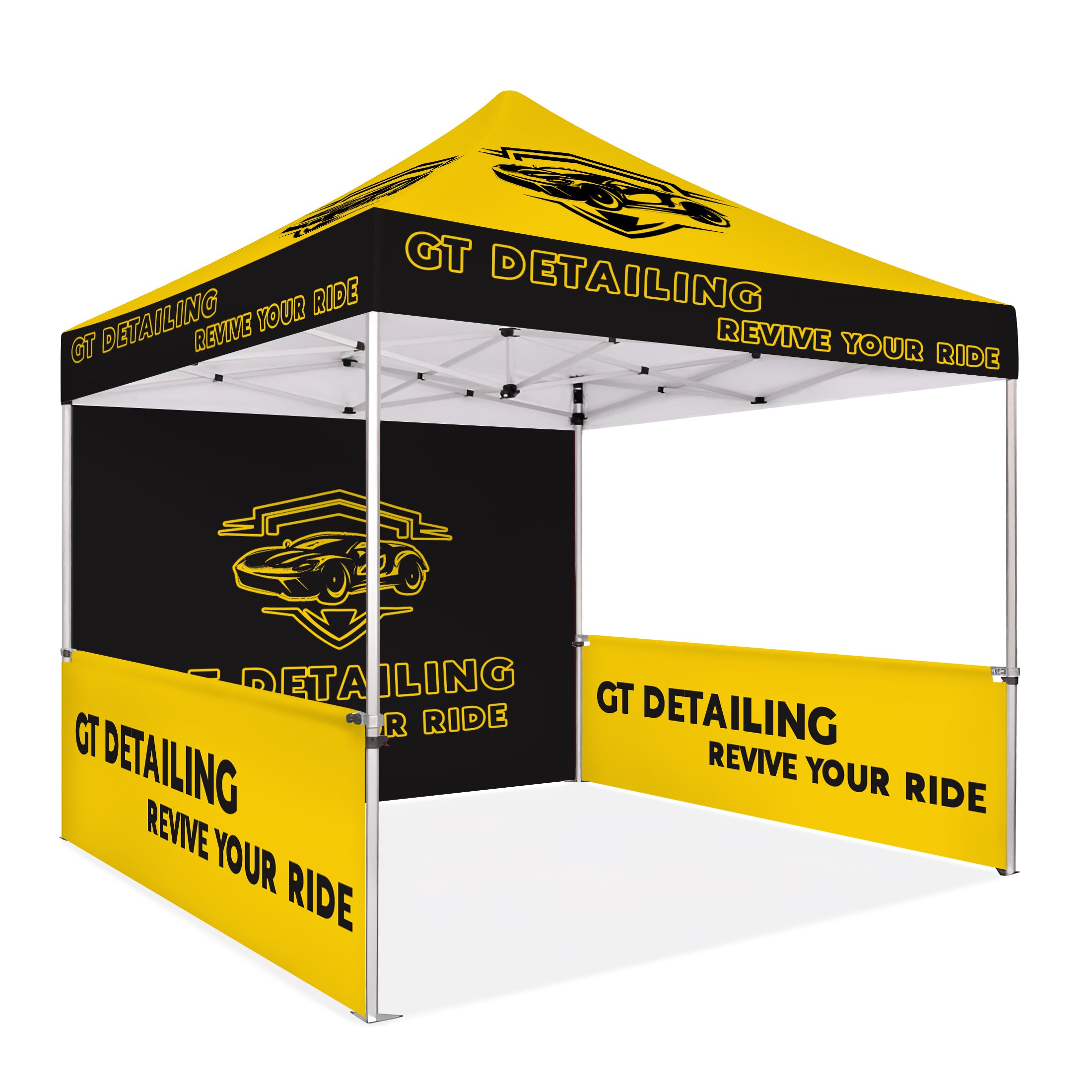 Custom Canopy Tent 10x10 with Back Wall & Half Sided Walls