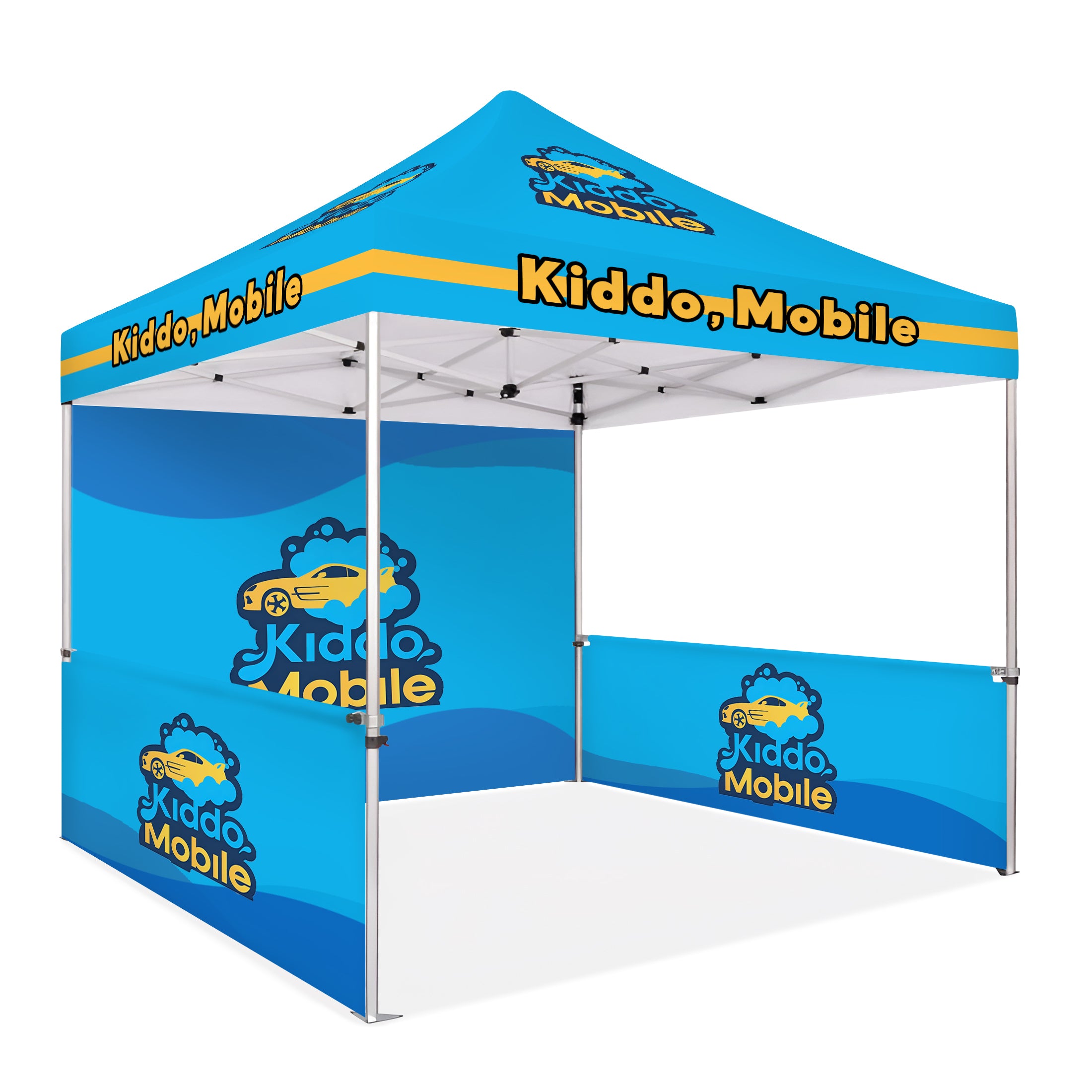 Custom Canopy Tent 10x10 with Back Wall & Half Sided Walls